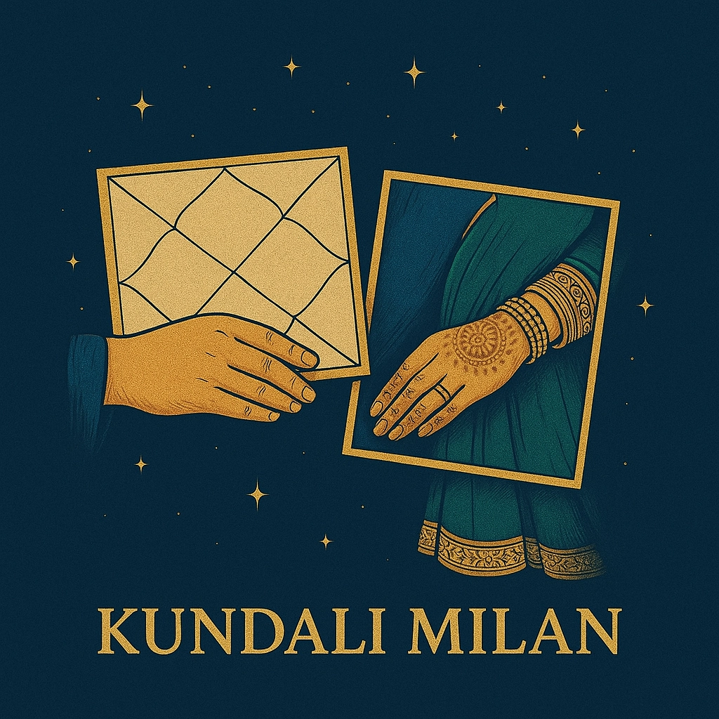 Horoscope chart and bride’s hand – Kundali Milan marriage matching service