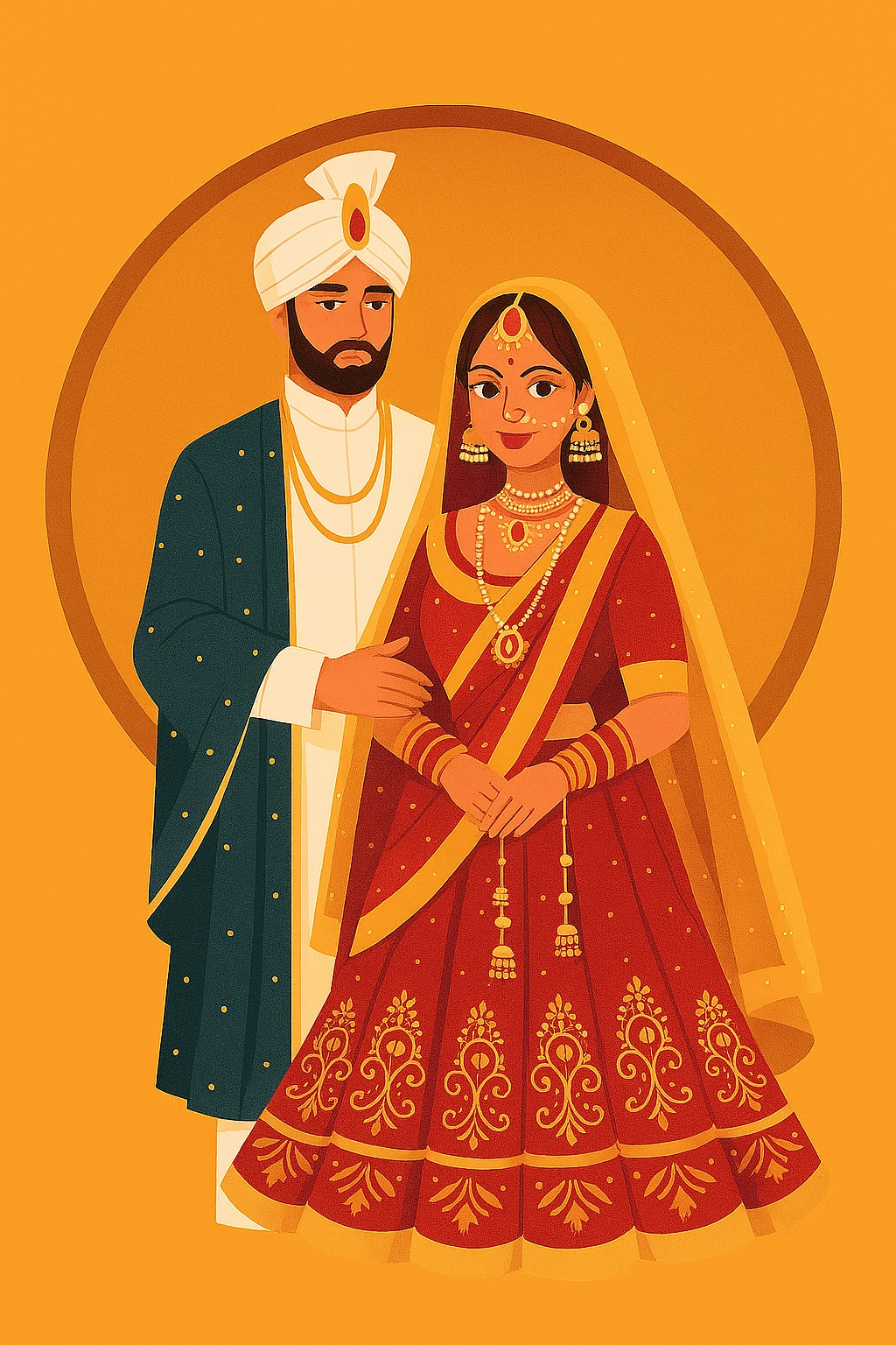 Indian bride and groom in traditional attire – Kundali Milan astrology service
